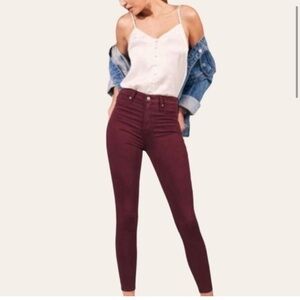 Women's Burgundy High-Waisted Pants